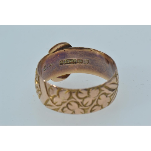 28 - 9ct rose gold buckle ring, hallmarked Birmingham 1911, size Q, 3.75 grams