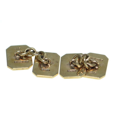 31 - Pair of 9ct gold cufflinks, with engine turned decoration to one end, hallmarked Birmingham 1973, gr... 