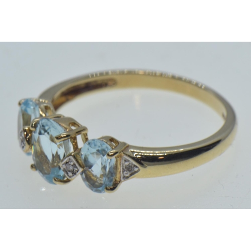 37 - 9ct gold, topaz & diamond ring, hallmarked Birmingham, size N1/2, 2.3 grams