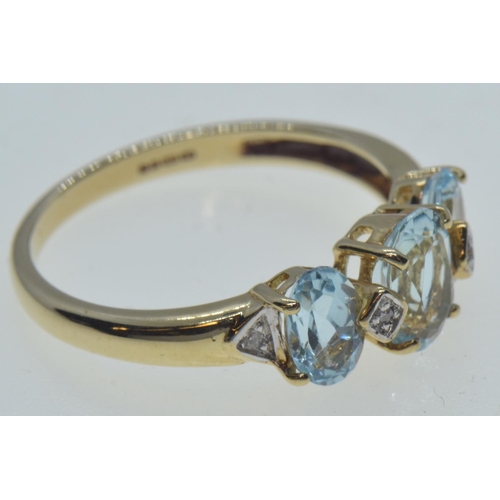 37 - 9ct gold, topaz & diamond ring, hallmarked Birmingham, size N1/2, 2.3 grams