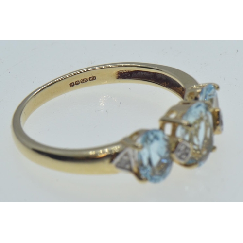 37 - 9ct gold, topaz & diamond ring, hallmarked Birmingham, size N1/2, 2.3 grams