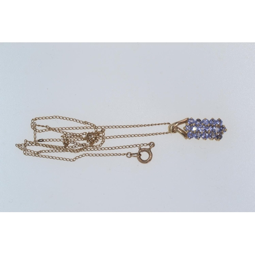 43 - 9ct gold & tanzanite pendant & 9ct gold chain, pendant hallmarked Birmingham, pendant length... 