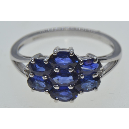 65 - 9ct white gold, iolite & diamond ring, hallmarked Birmingham, size N, 2.76 grams