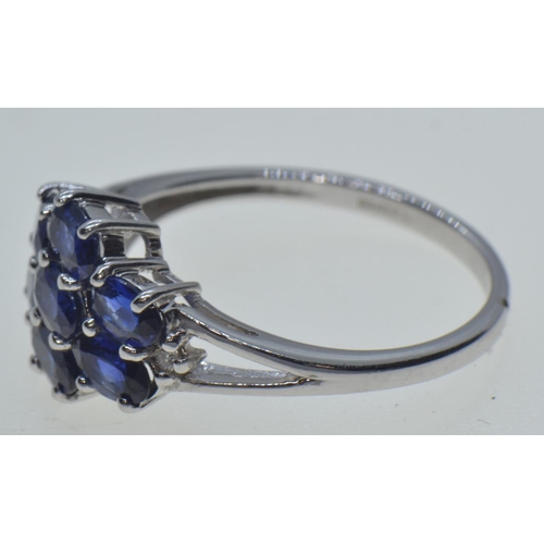 65 - 9ct white gold, iolite & diamond ring, hallmarked Birmingham, size N, 2.76 grams