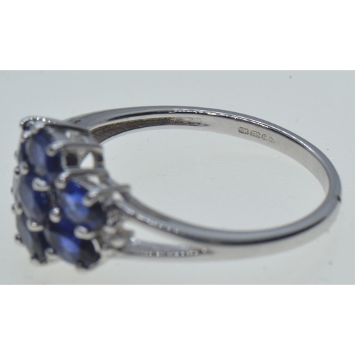 65 - 9ct white gold, iolite & diamond ring, hallmarked Birmingham, size N, 2.76 grams