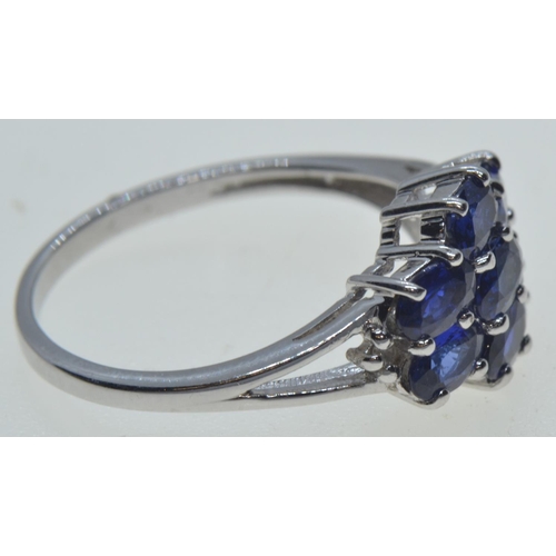 65 - 9ct white gold, iolite & diamond ring, hallmarked Birmingham, size N, 2.76 grams