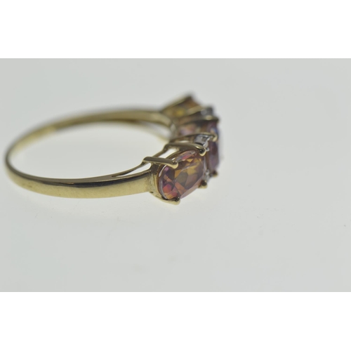 115 - 9ct gold, twilight topaz & diamond ring, size Q, gross weight 1.94 grams