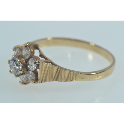 68 - 9ct gold & white stone cluster ring, hallmarked Birmingham  size P1/2, 2 grams