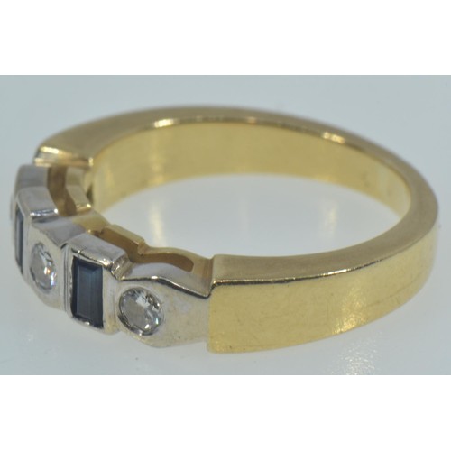 71 - 18ct gold, diamond & sapphire ring, size L, 6.5 grams