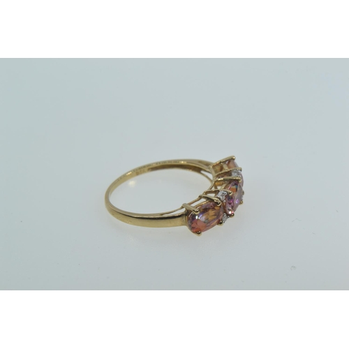 115 - 9ct gold, twilight topaz & diamond ring, size Q, gross weight 1.94 grams