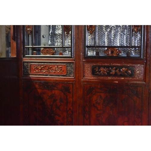 528 - An impressive Chinese carved hardwood marriage bed. Length 230cm x 224cm high x 170cm wide. Breaks d... 