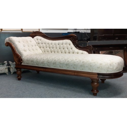 530 - Upholstered Button back Chaise longue L200cm W61cm H94cm