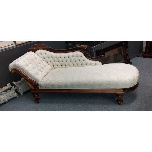 530 - Upholstered Button back Chaise longue L200cm W61cm H94cm