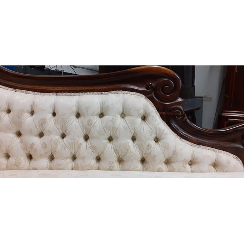 530 - Upholstered Button back Chaise longue L200cm W61cm H94cm