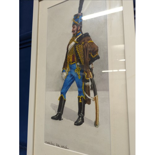 427 - STEVEN PALATKA (US) Three watercolours of Napoleonic soldiers and one pencil drawing, all signed by ... 