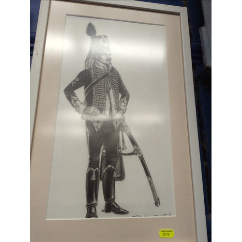 427 - STEVEN PALATKA (US) Three watercolours of Napoleonic soldiers and one pencil drawing, all signed by ... 