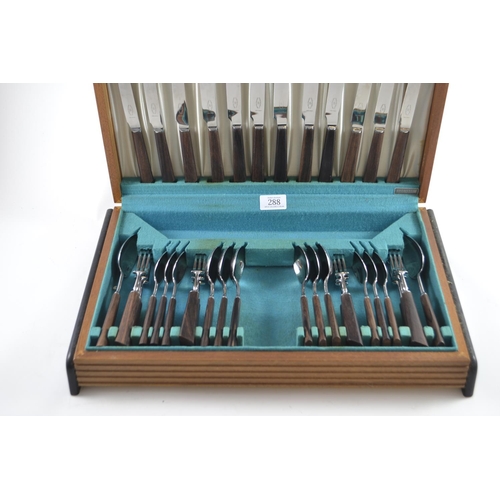 671 - George Butler & co Sheffield steel vintage canteen of Flexfit teak handled cutlery, mostly compl... 