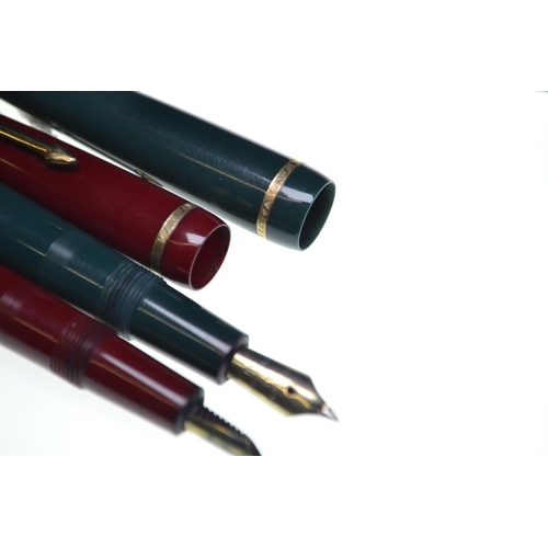 699 - Two Parker fountain pens with 14ct gold nibs, including red cased Slimfold & green cased Junior ... 