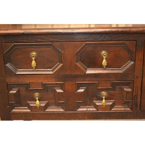 1044 - Small Victorian open backed oak dresser, 109cm x 161cm high x 50cm deep