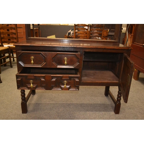 1044 - Small Victorian open backed oak dresser, 109cm x 161cm high x 50cm deep