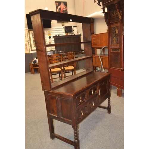 1044 - Small Victorian open backed oak dresser, 109cm x 161cm high x 50cm deep