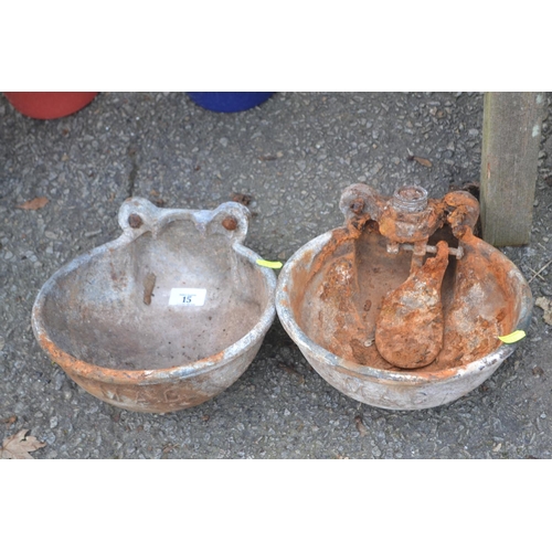 15 - 2 cast animal water bowls