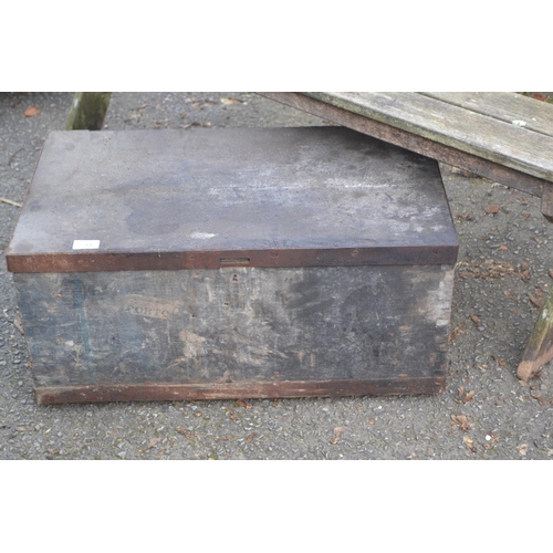 22 - Small wooden storage trunk. W67cm