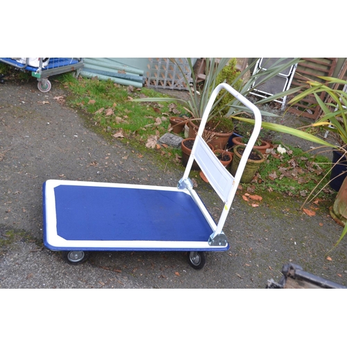 28 - Folding flatbed trolley. L90cm W61cxm