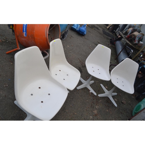 280 - Set of 4 Vintage Model 115 White Swivel Chairs by Maurice Burke for Arkana. (Tulip chair)