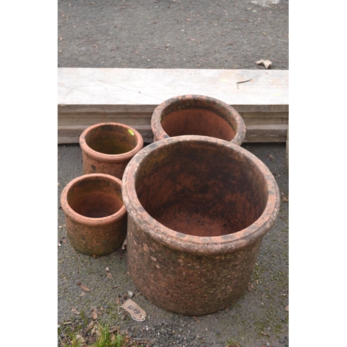 35 - 4 terracotta pots, largest D41cm H32cm