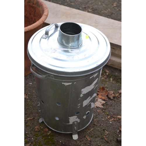 38 - Small galvanised garden burner. H55cm.