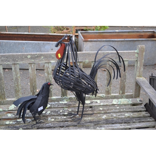 4 - 2 Metal garden chicken ornaments. H60cm (tallest)