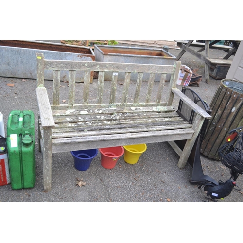 5 - Teak garden bench. W124cm H81cm