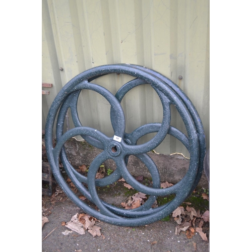 64 - 2 large cast iron wheels. D79cm