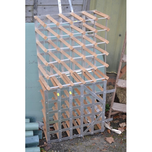 73 - 2 wood & metal wine racks, each hold 25 bottles