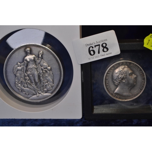 678 - Two royal horticultural society silver medallion presented 1912 (dia 55mm 70.8 grams ) and 1906 Jose... 