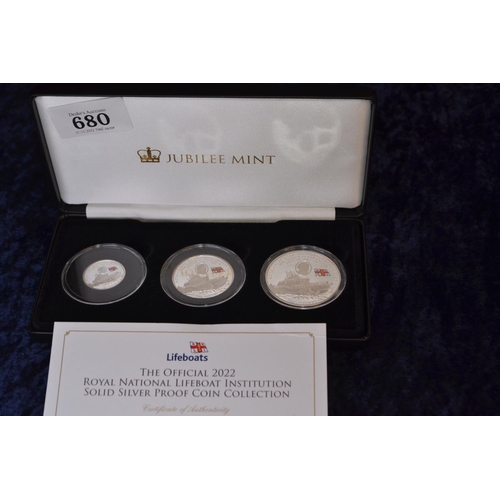 680 - Cased Jubilee Mint Alderney ltd. ed. 'The Official 2022 Royal National Lifeboat Institution Solid Si... 