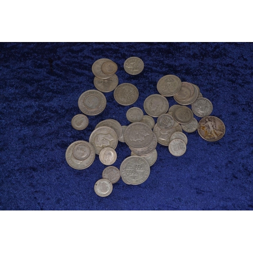 681 - Pre-1947 British silver coins plus 1943 half dollar 298.9grams in total.