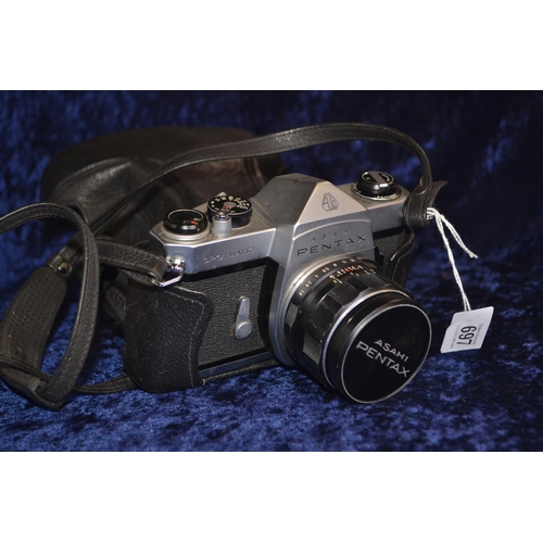 697 - Ashia Pentax Spotmatic 35 mm vintage SLR camera with Ashia 55 mm standard lens and cap ( Pentax scre... 