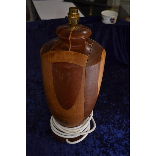 724 - Large turned wooden lamp base ht 45cm dia 18cm