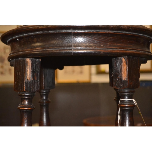 1128 - Oak barley twist jardinière stand, with cross stretcher support. Height 104cm x diameter 35cm... 