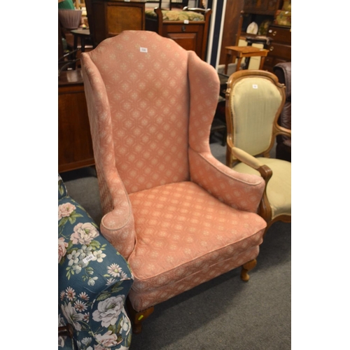 1148 - Horse hairfilled high wingback arm chair.  w 86 d 80 h 121 cm