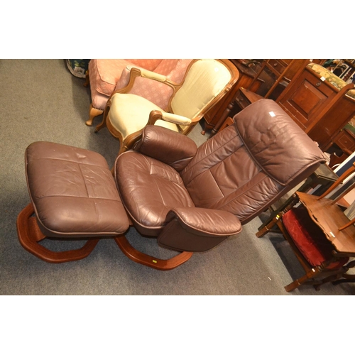 1150 - Stressless style chair and footstool. w 82 d 80 h100