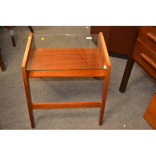 1152 - Glass topped two tier coffee/side table. w 55 d 56.5 h 52cm