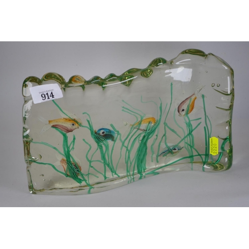 914 - Murano, studio glass aquarium panel. 29cm long x 18cm high.