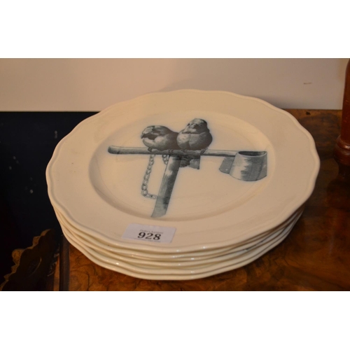 928 - Six Brown, Westhead & Moor Depouse Canova bird plates