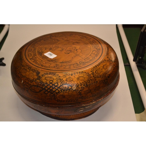 981 - Gilt painted lidded bowl (Chinese wedding box) Dia, 35 x H 18cm