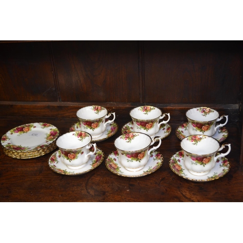 287 - Royal Albert Old Country Roses six tea cups and saucers with cake plates