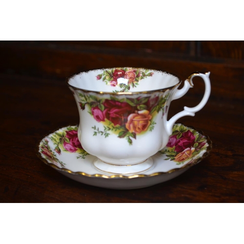 287 - Royal Albert Old Country Roses six tea cups and saucers with cake plates