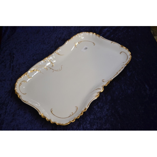 296 - Limoges meat plate, white and gilt ( 47 x 30cm)